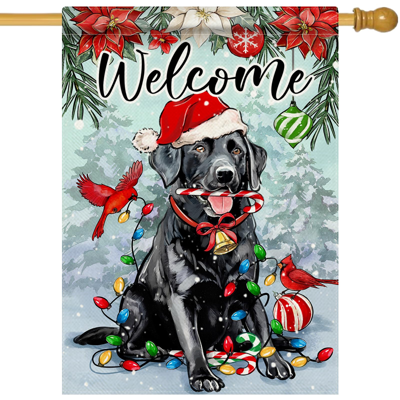 Amazon.com : Covido Welcome Christmas Black Labrador Dog Decorative ...