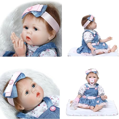 Miniatura 2 de DENIM Falda Reborn Bebé Muñeca Ropa para 20-23 Pulgadas Reborn Bebé Niña Muñeca Ropa Ropa Set 4 Piezas