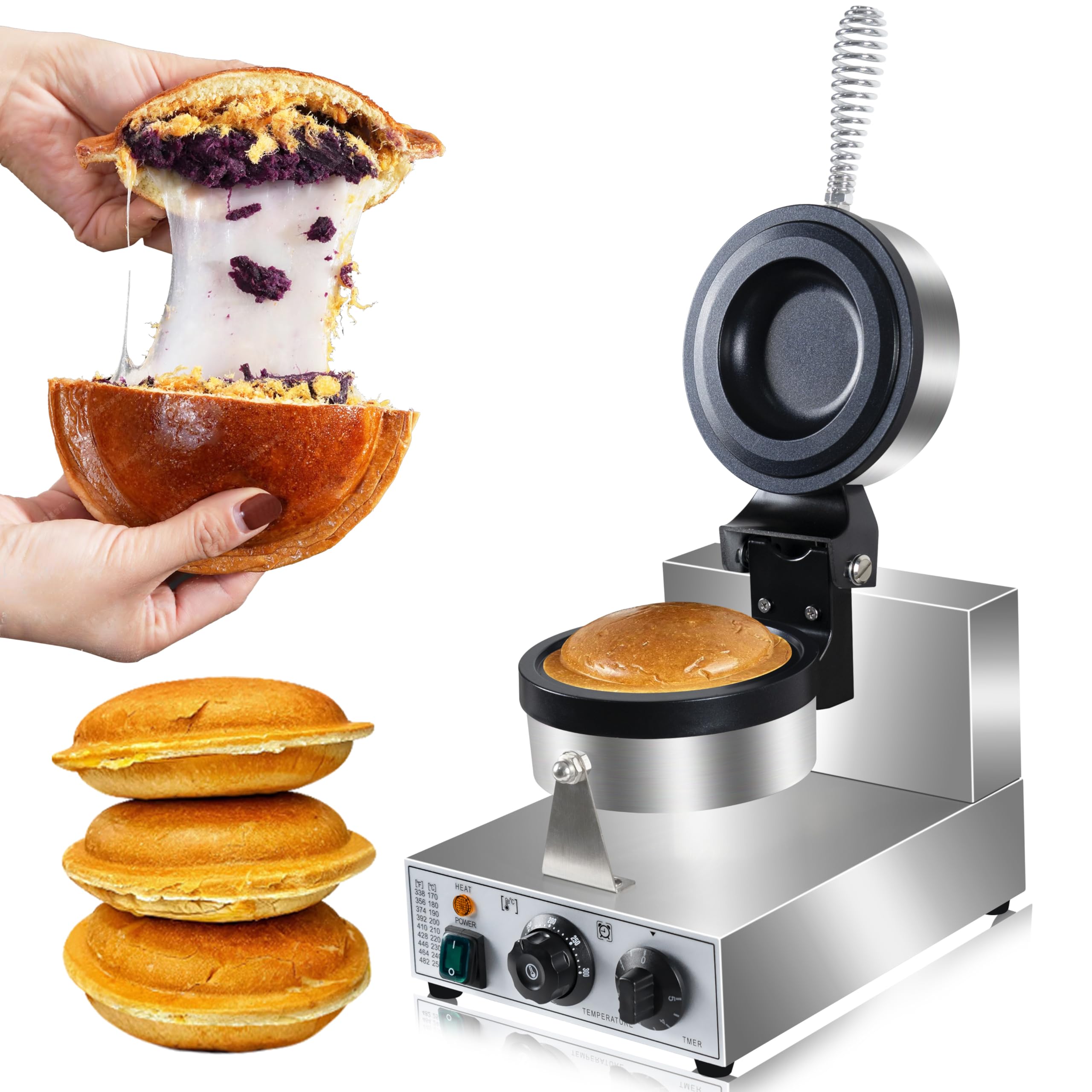 Ice Cream Burger Maker, UFO Burger Maker, Ice Cream Filling Waffle Maker, Hamburger Waffle Maker Sandwich Press Non-stick Panini press waffle machine 110V Gelato Panini Press machine