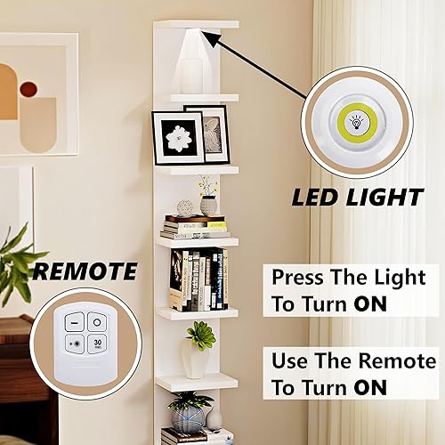 Miniatura 8 de home stuff Estante de pared, estantes de pared de 7 niveles, estante de columna vertical, almacenamiento de decoración del hogar, diseño de