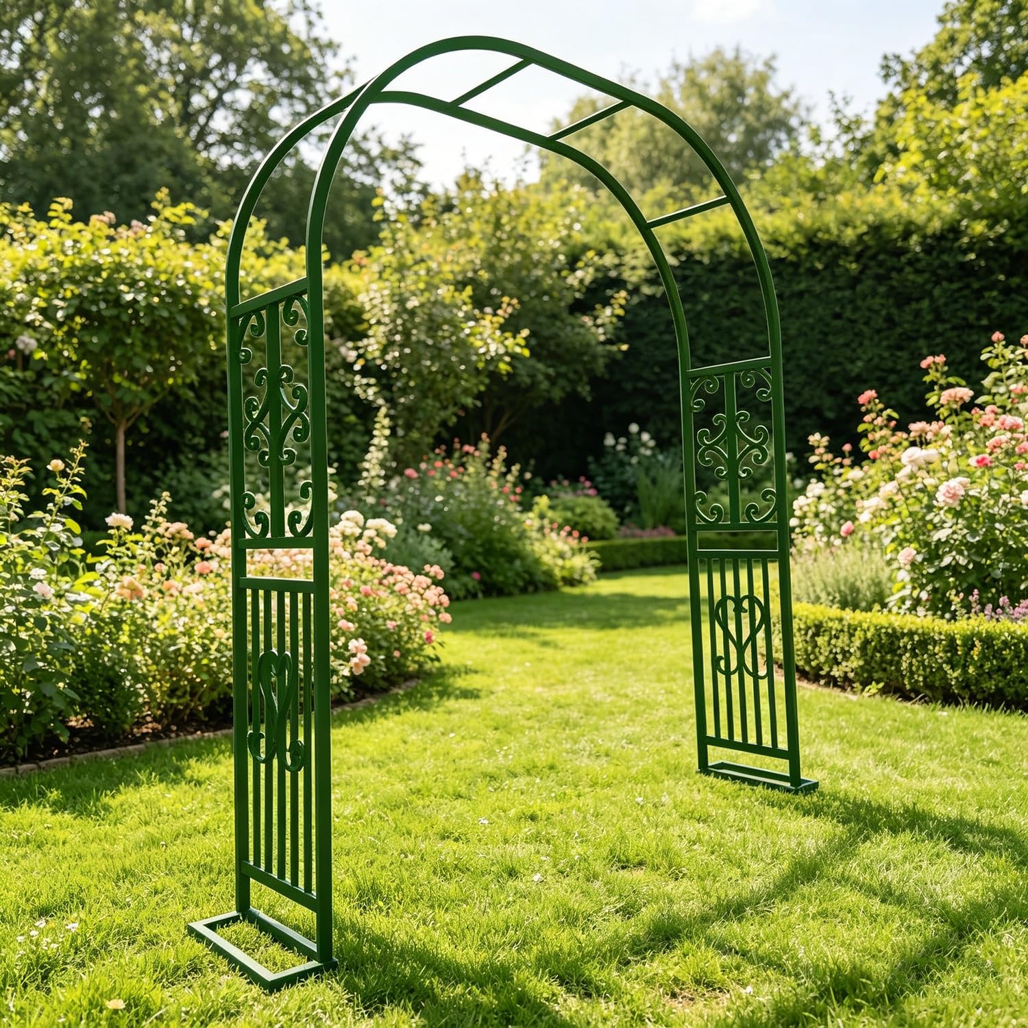 Tonnelle de jardin arquée en métal avec base robuste pour plantes