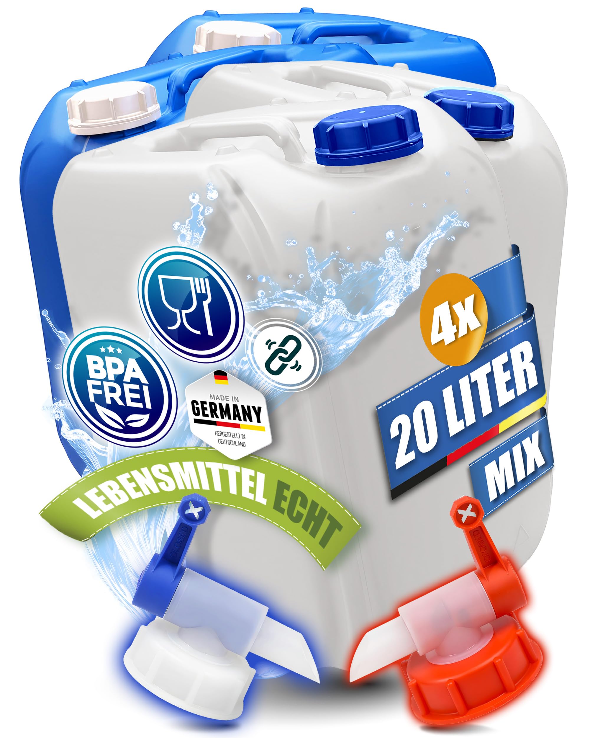 30L Wasserkanister Groß, BPA frei & lebensmittelecht, Made in Germany | Kosmetex Wasser Kanister 30 Liter für Camping, Garten, Gewerbe & Haushalt, Robust, Geschmacksneutral für Wasser & Getränke
