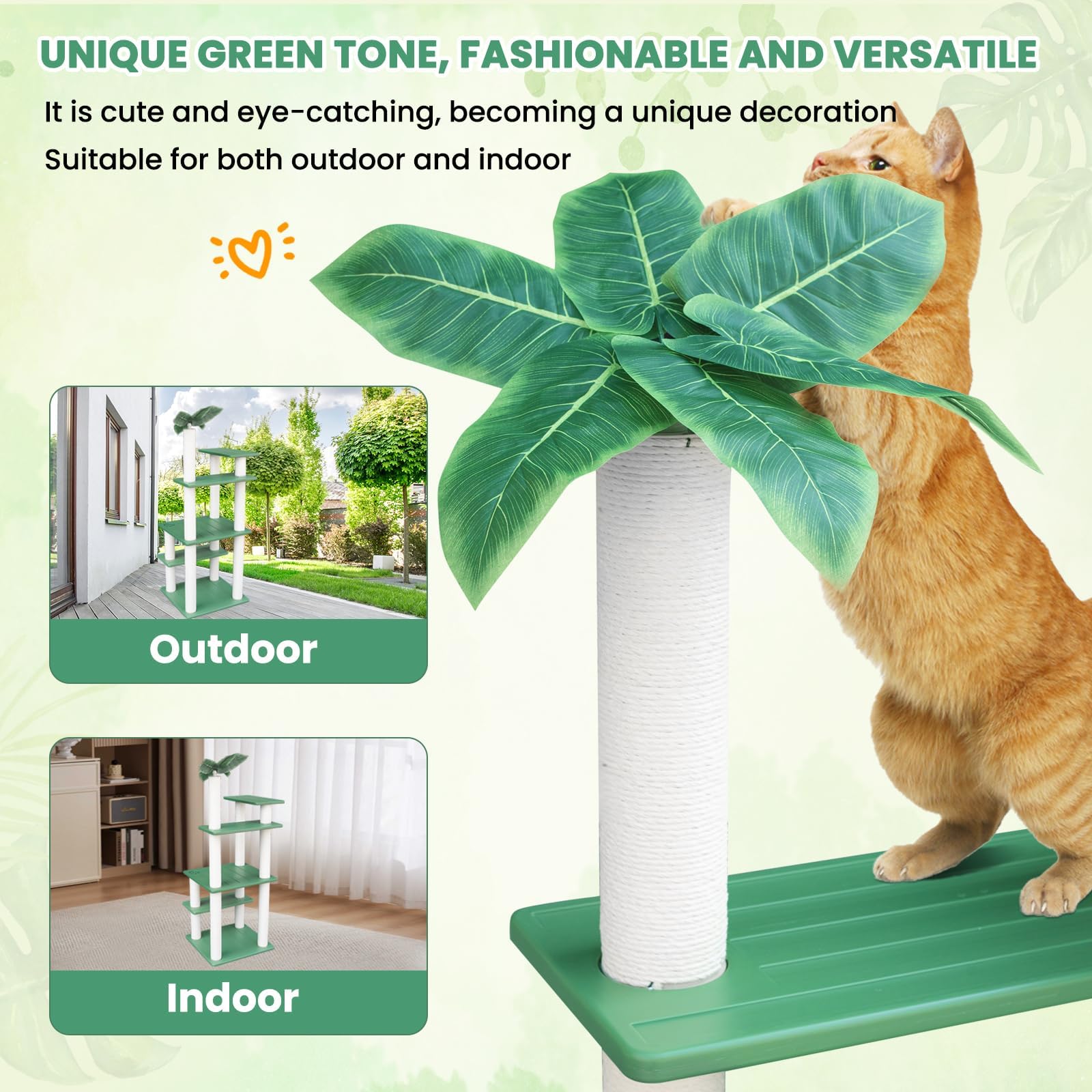 MAOHEGOU 56 Inches Large Outdoor Waterproof Cat Tower, Multi-Level Cat Tree, for Outside and Indoor Cats, with PVC Board and Cat Scratching Posts