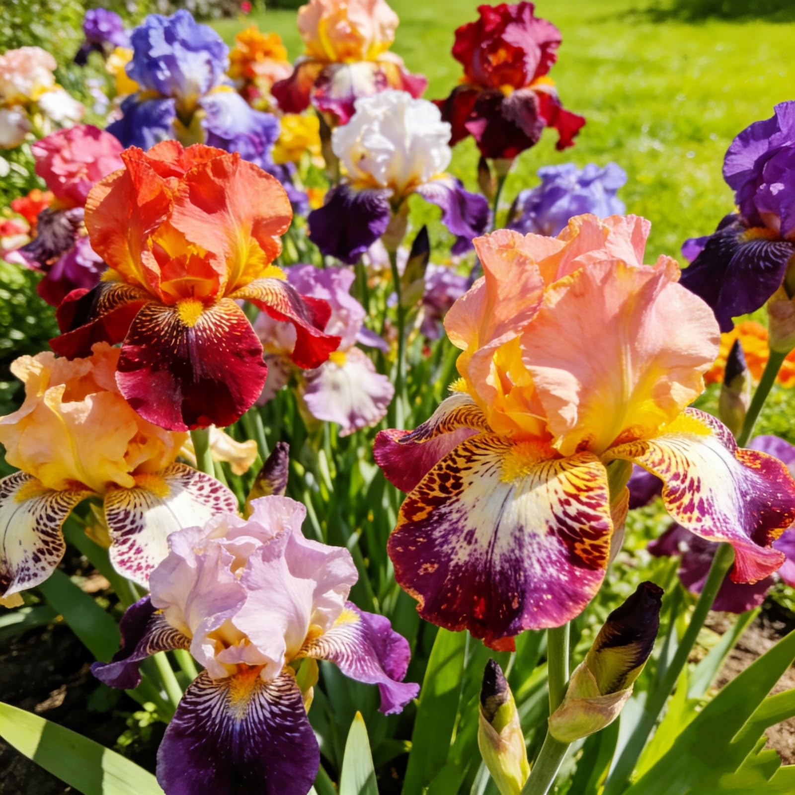 Iris Bulbs Mix Bulk - Iris Plant Root Excellent Display - Bearded Iris Rhizomes - Indoor Perennial Balcony Garden Bulbs-4 Bulbs-d