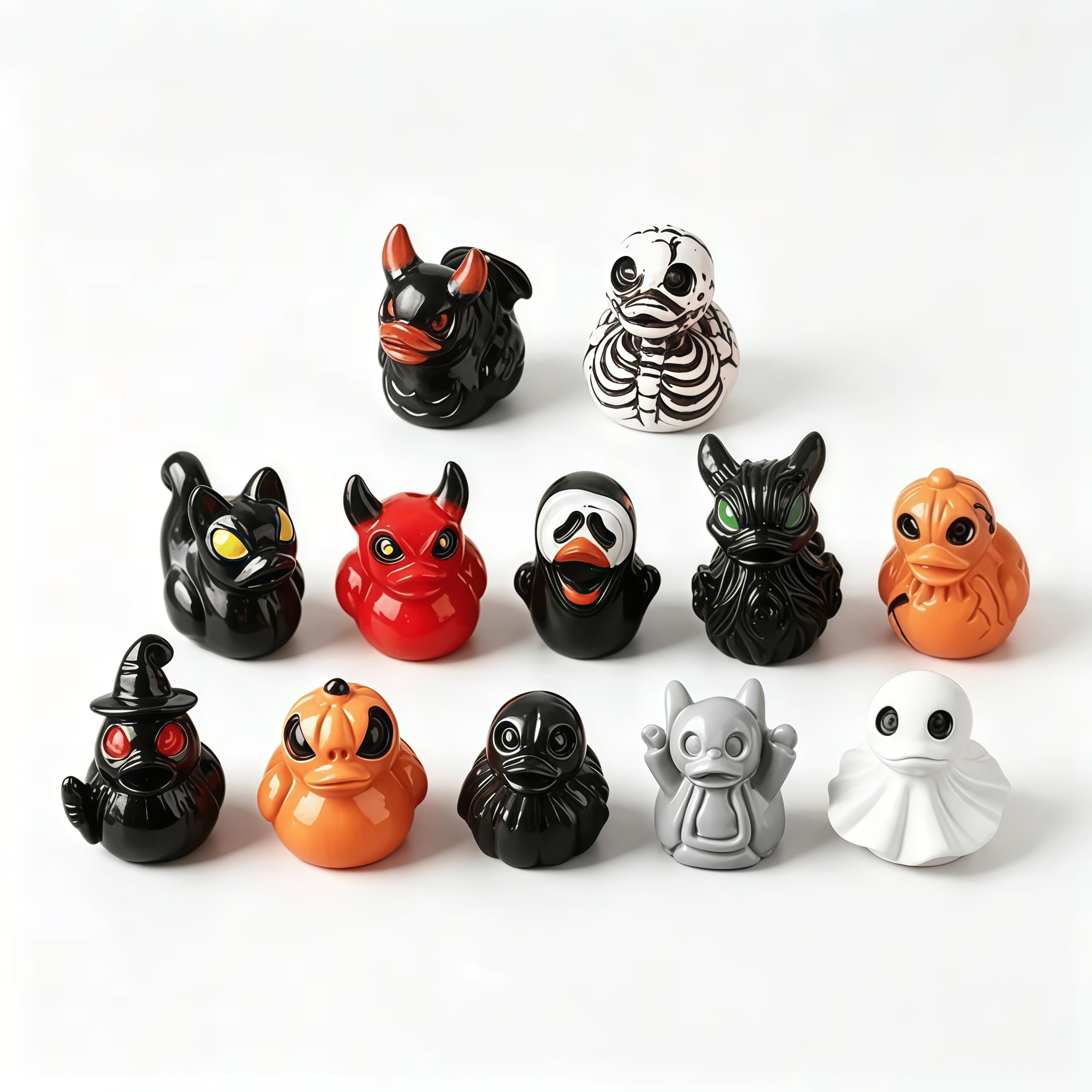 Mini Ducks (Devil, Ghost, & Skeleton Designs), Halloween Resin Mini Duck Figurines, Gothic Duck Decorations for Craft & Landscape(12 Style)，1 Set