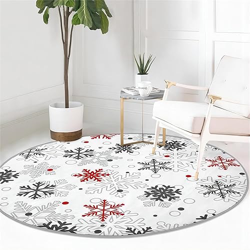 Miniatura 39 de Alfombra de área de Navidad, 4 pies, alfombra redonda de Navidad, alfombra de Navidad para sala de estar, decoración de Navidad, alfombra redonda