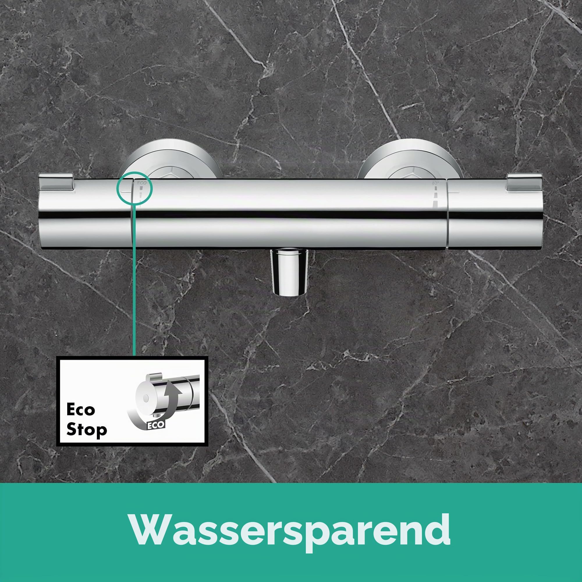hansgrohe Ecostat 1001 CL - Duschthermostat Aufputz, Duscharmatur mit Sicherheitssperre (SafetyStop) bei 40° C, Thermostat-Armatur für die Dusche, Mischbatterie für 1 Verbraucher, Chrom, 13211000
