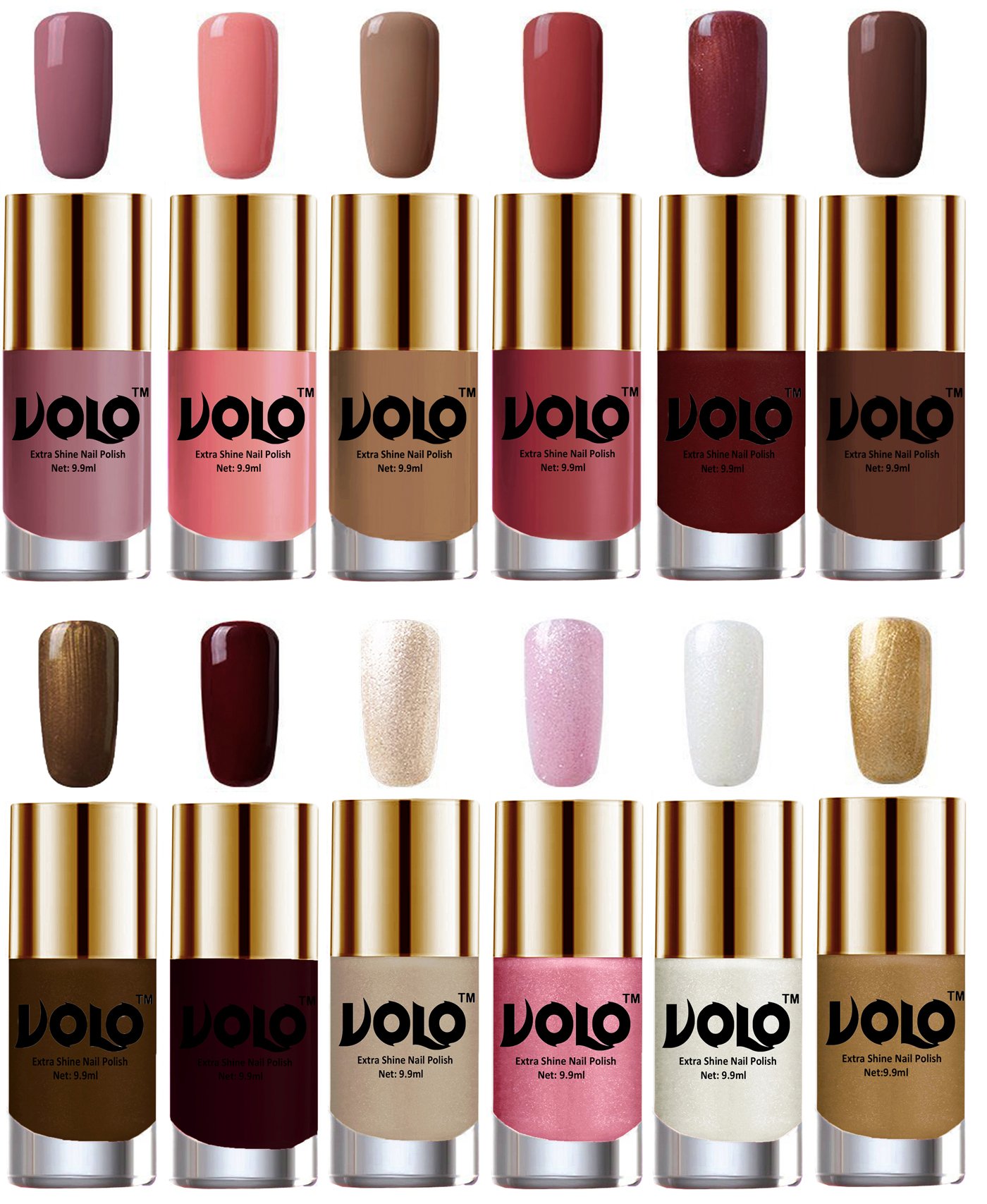 Volo Luxury Super Shine Nail Polish Set of 12 Vibrant Shades (Nudes Spring, Candy Cotton, Dark Nude, Tan, Metallic Maroon, Chocolate Brown, Brown Coffee, Maroon)-picture-52