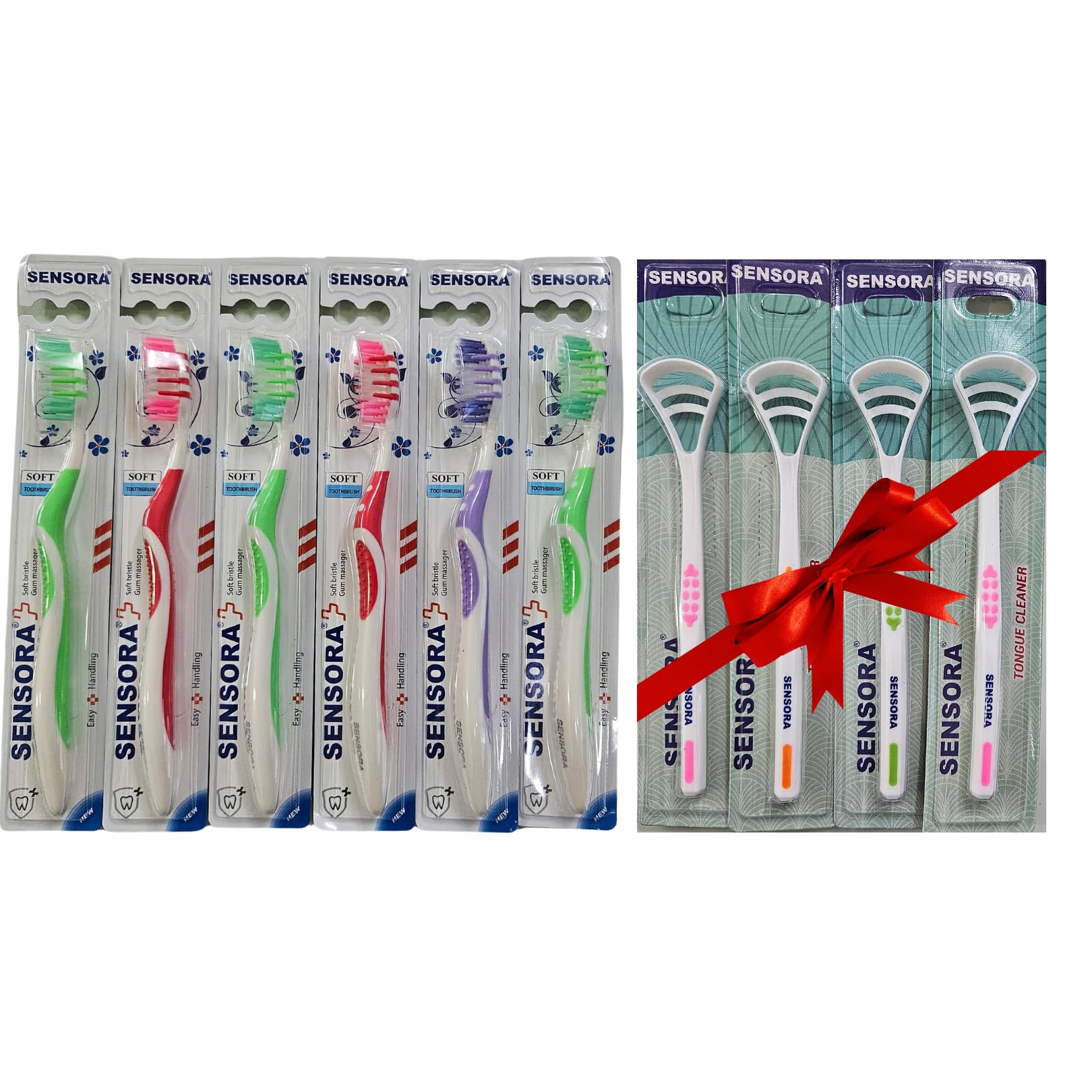 Sensora 6 Pcs Combo of Soft Bristles Toothbrush (Buy 6 Get 4 Free) | Manual Toothbrush For Adults, Prevents Gum Problems, | 4 Tongue Cleaner FREE | Multicolor (B0D3VFZM6R) Amazon Price History, Amazon Price Tracker