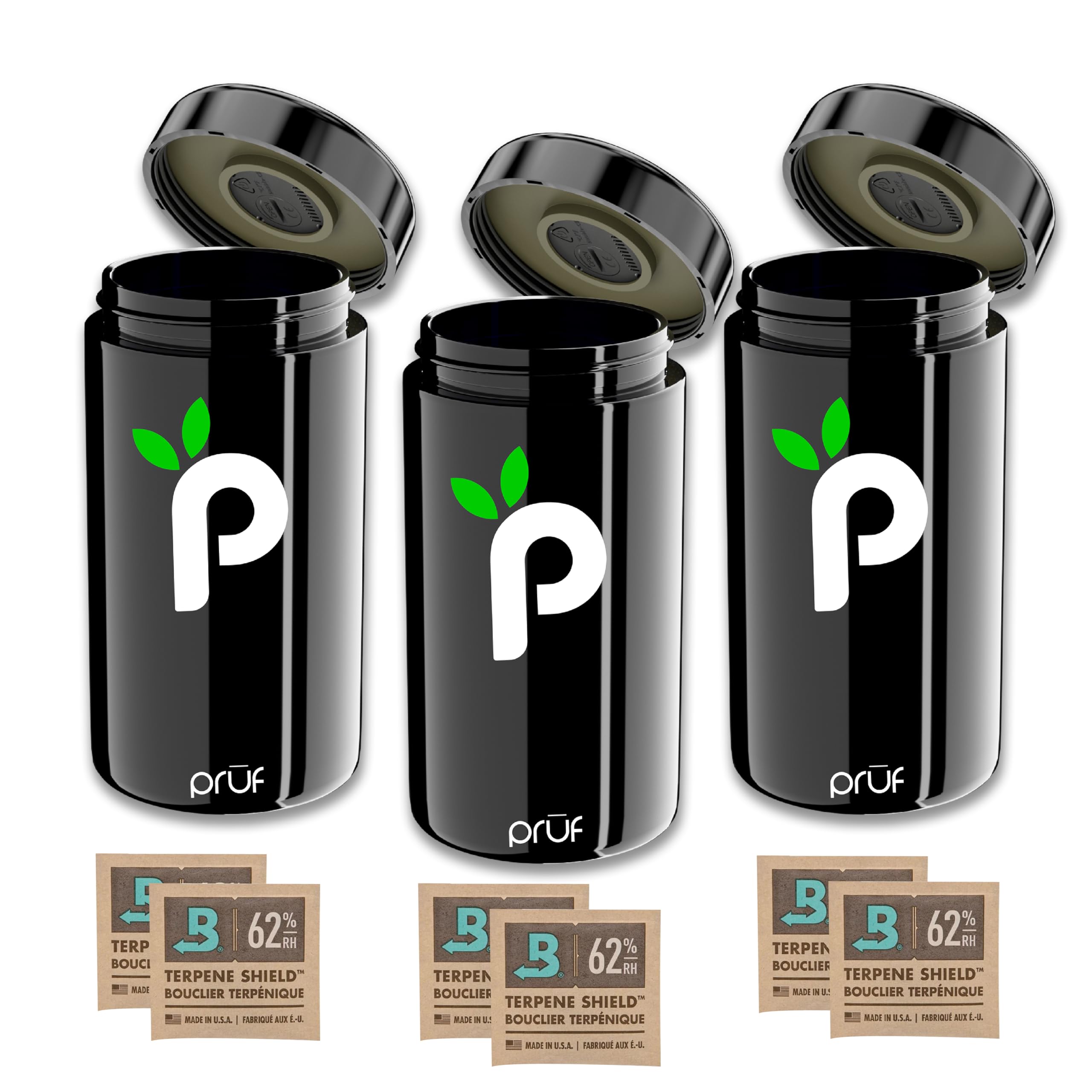 Prūf Jar with Built-In Hygrometer – 500ml Air-Tight, UV-Proof Glass Jar with High-Density Silicone Seal – Includes Two 62% 8G Boveda Packs – Ideal for Storage of Premium Dried Goods – by Hygenix (3)