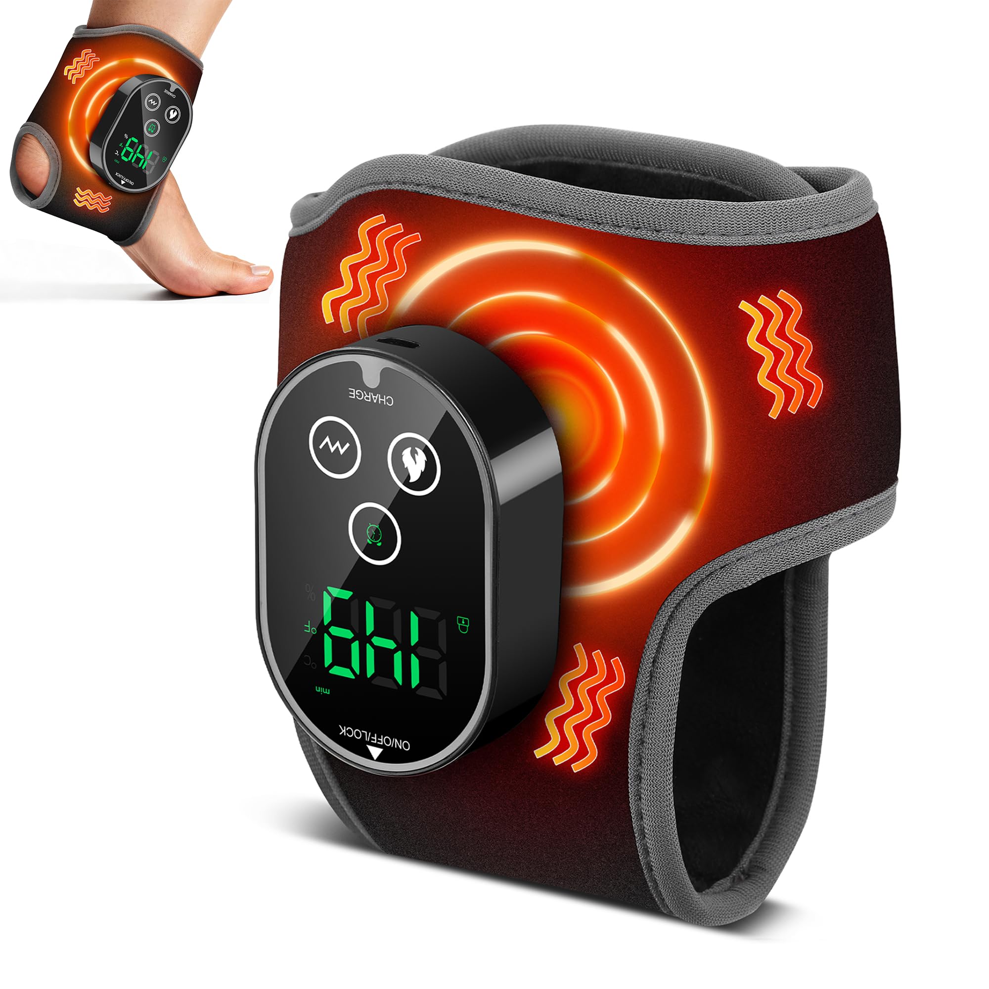 Fussmassagegerät Elektrisch mit 3 Vibrations, 4 Heats & 3 Timer | Fußmassagegerät Elektrisch mit 3000mAh, Fussmassage für Durchblutung Knöchel Wärmen Durchblutung Geschenk für Vater Mutter