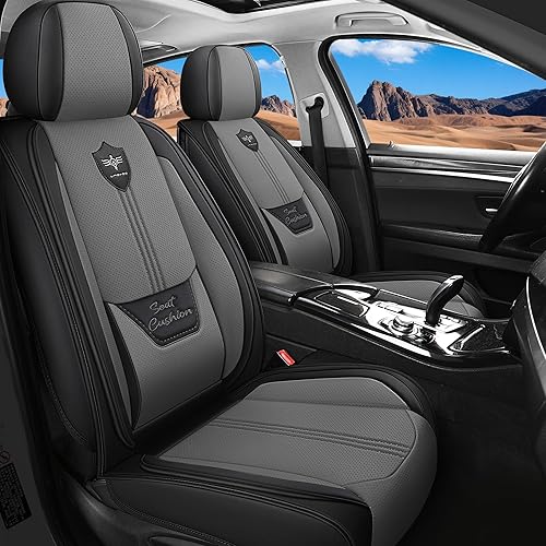 LINGVIDO - Fundas de piel para asiento de automóviles, transpirables, accesorios automotrices, ajuste universal para automóviles, SUV y camionetas,
