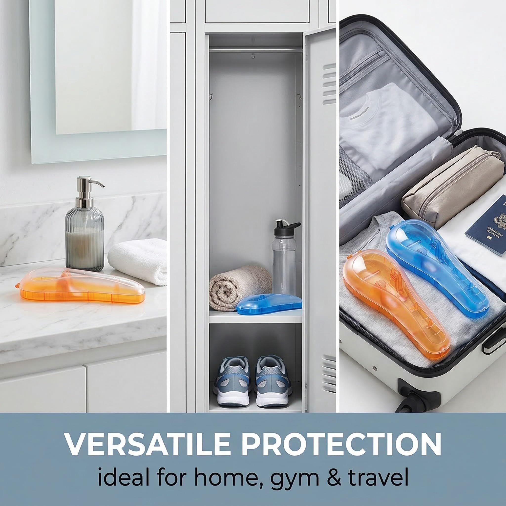 2 Pezzi Custodia Rasoio, Trasparenti E Portatili, Per Rasoi Manuali Ed Elettrici, Impermeabili E Resistenti Agli Urti, Regali Per Uomini (Arancione + Blu)