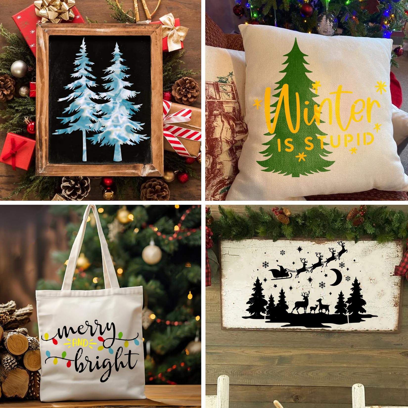 Newmemo Weihnachtsschablonen-Set – 8 Motive Zum Malen, Basteln & Dekorieren (wiederverwendbar!)