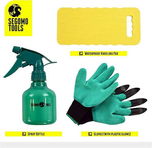 Miniatura 5 de Segomo Tools Juego de herramientas de jardín de 12 piezas (incluye herramientas de jardín junto con guantes, almohadilla para arrodillar, botella