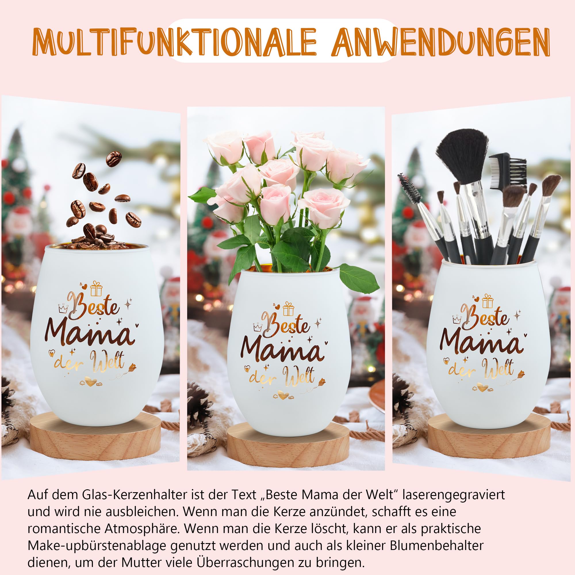 Regalo per la mamma, regalo per la festa della mamma – Portacandela antivento, mamma, miglior regalo per compleanno, festa della mamma, Natale