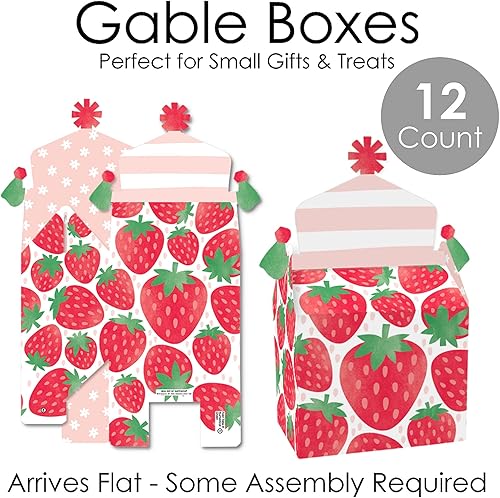 Miniatura 4 de Big Dot of Happiness Berry Sweet Strawberry - Caja de golosinas para fiestas de cumpleaños con temática de frutas o baby shower, cajas a dos aguas,