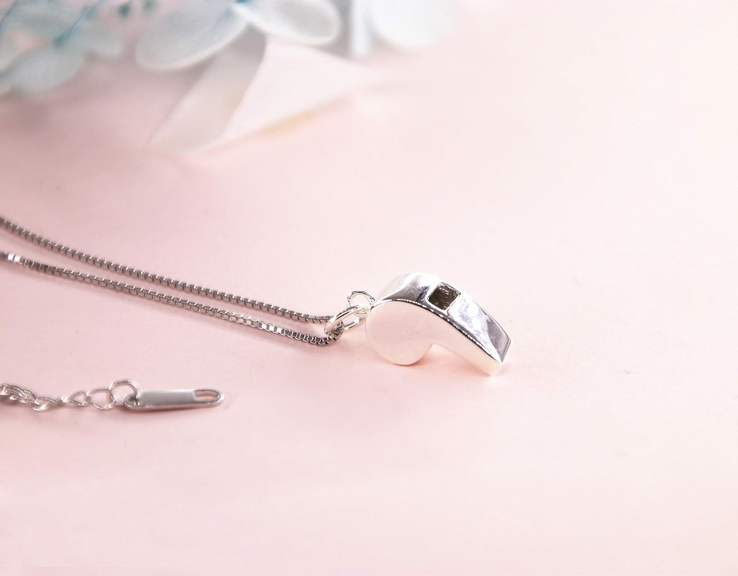 Helen de Lete Lovely Whistle Shape Sterling Silver Necklace for both Men and Women(Not A Real Whistle)