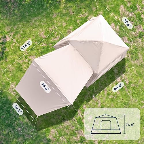 Miniatura 8 de Tienda de campaña inflable con toldo, carpas inflables Oxford impermeables para acampar con bomba de mano, tienda de aire al aire libre fácil de