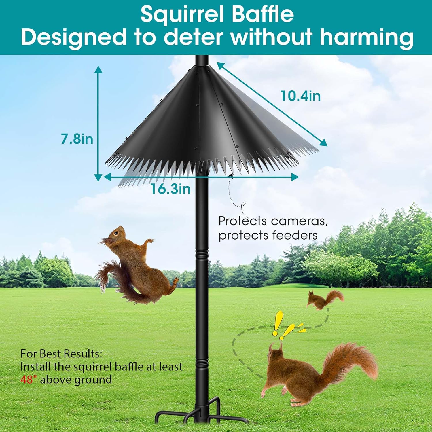 108 Inch Bird Feeder Pole Squirrel Proof, Heavy Duty Bird House Pole, Adjustable Bird Feeder Stand with 5 Shepherds Hooks, 2 Mental Trays, Hummingbird Swing