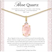 HOPE LOVE SHINE Rose Quartz Necklace Crystal Pendant Necklace Gift for Her Gold Jewelry Gift Box with Message Card
