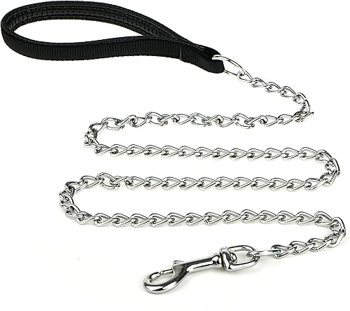 Miniatura 1 de Correa de perro resistente, cadena de metal de 4 pies6 pies con mango cómodo para perros medianos y grandes, seguridad y comodidad mejorada, se fija