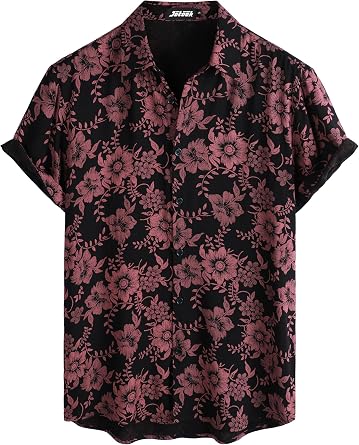 JOTOOK Mens Floral Hawaiian Shirts Short Sleeve Button Down Summer Shirts