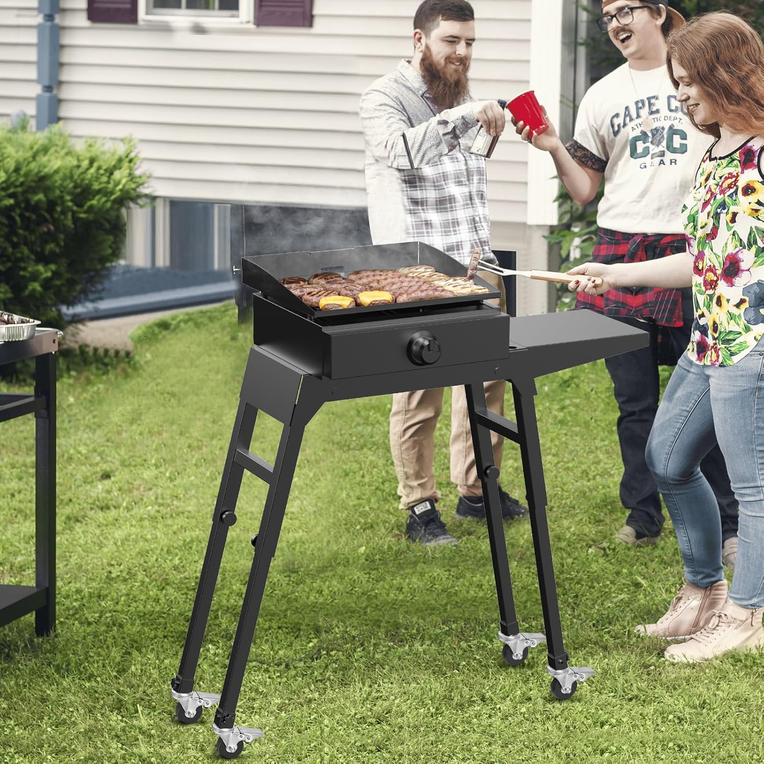 Caster Wheels Set for Blackstone Griddle Stand, 4 Pack Griddle Wheels with Brake for Blackstone 17" & 22" Griddle Stand, 360 Degree Silky Swivel, Grill Accessories for Blackstone