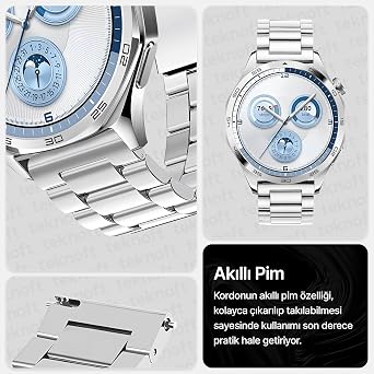 Stainless Steel 46mm Broad Bean Lanyard HUAWEI Watch for Watches Compatible with Teknoft 22mm (GT6 Pro/GT6/GT5 Pro/GT5/GT4/Watch 4 Pro/GT3/GT3 Pro/GT2/GT2 Pro)