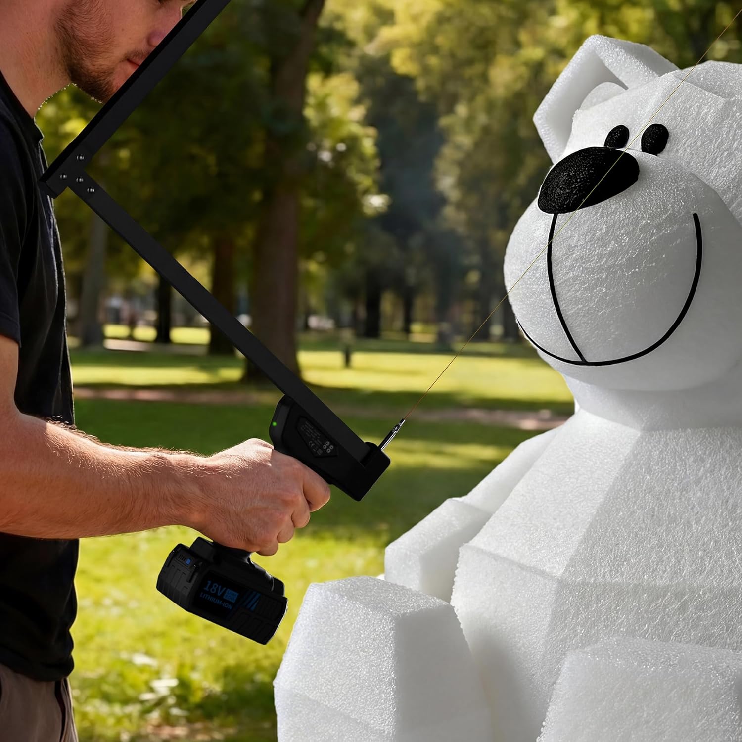 30 Inch Cordless Hot Wire Foam Bow Cutter, Handheld Bare Tool with MWK Adapter, 10 Spare Wires for Styrofoam, Polystyrene, EPS, XPS, EVA, EIFS (KD-11-60M with Battery)