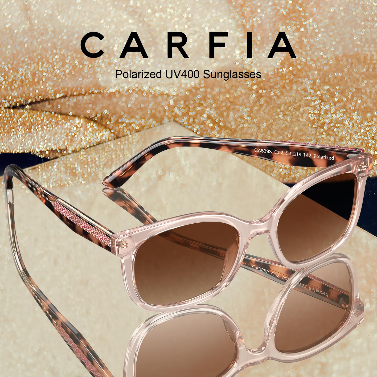 Carfia Occhiali da Sole Cat Eye da Donna Polarizzati Protezione UV Montature in Acetato Ipoallergeniche Fatti a Mano Stile Elegante Quotidiano e Retro CA5398