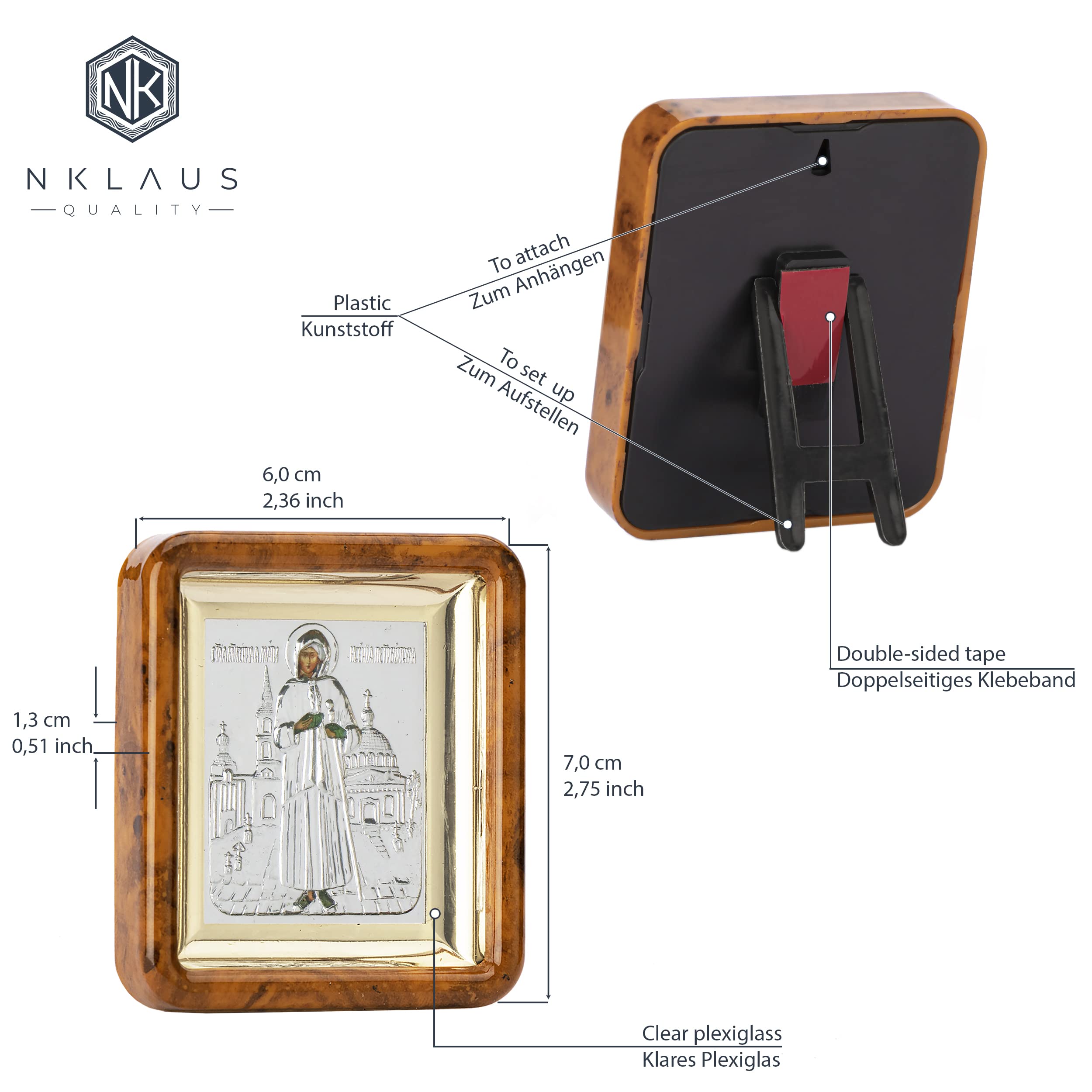 NKlaus Xenia Von St. Petesburg Icon in Frame with Plexiglass 7 x 6 cm Christian 11066, Holzimitat - Image 2