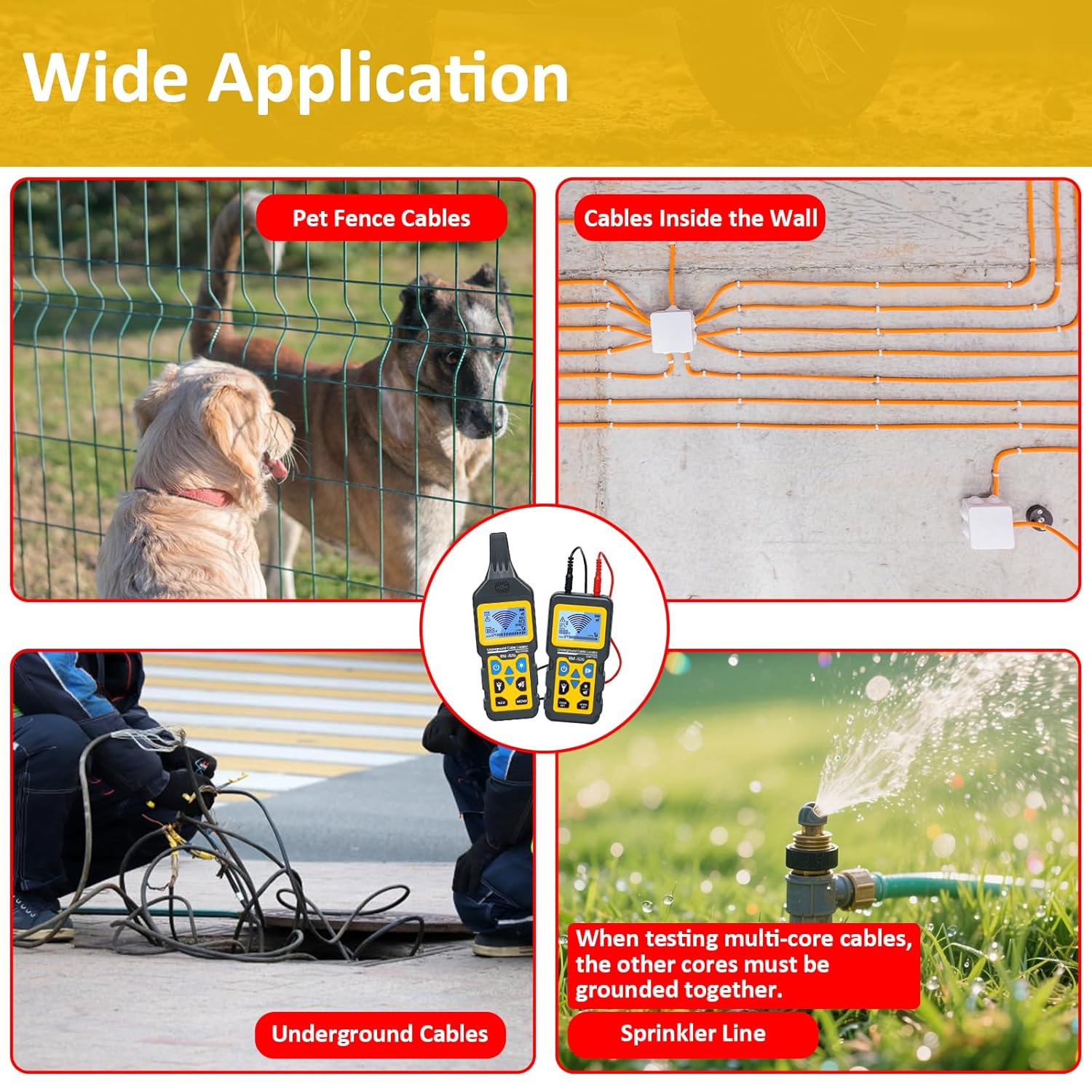 Cable Tester Wire Tracker, Underground Cable Locator for Dog Fence Cables, Test Short Circuit Breaker of Wall