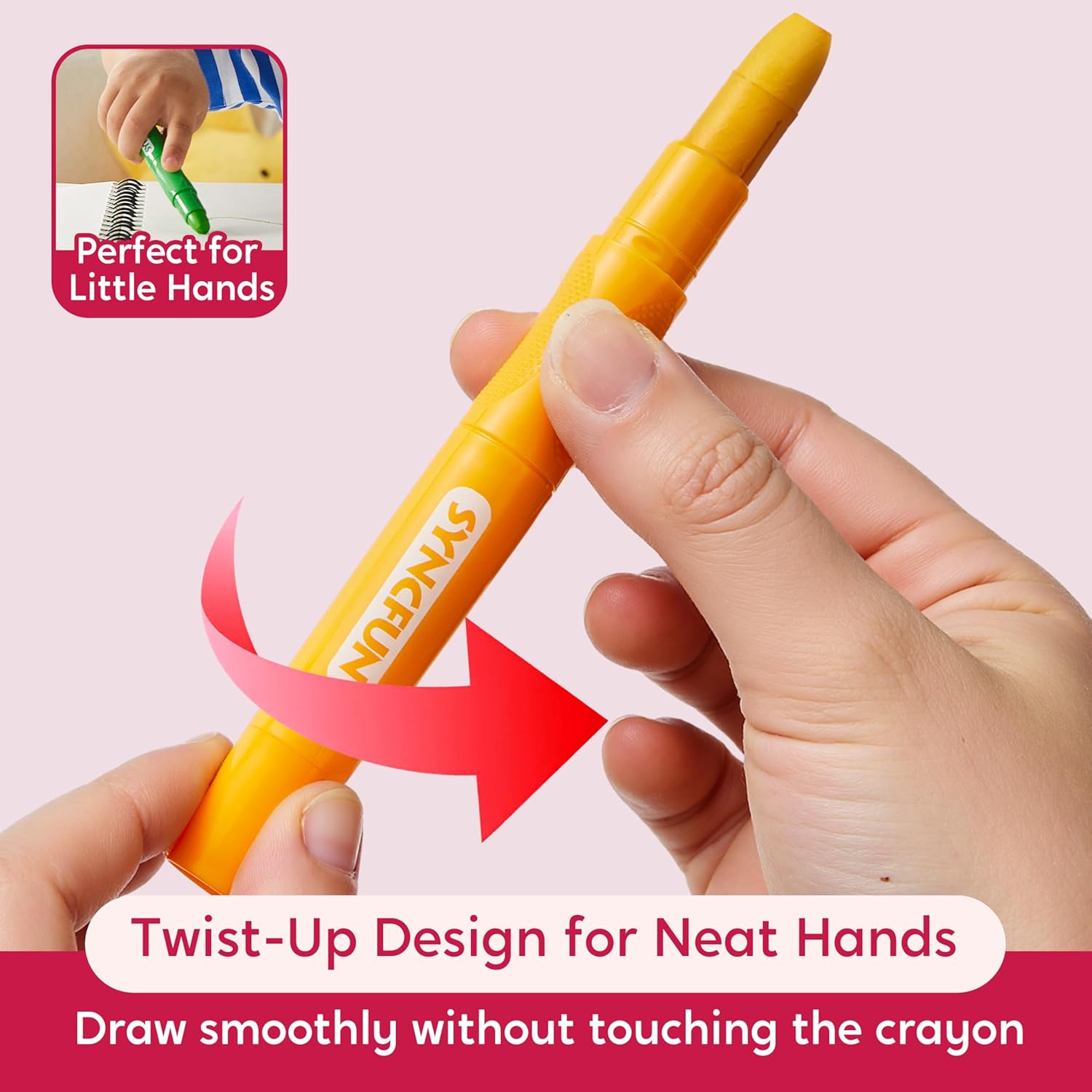 SYNCFUN 24 Pcs Twistable Silky Crayons, Washable Crayons for Paper,