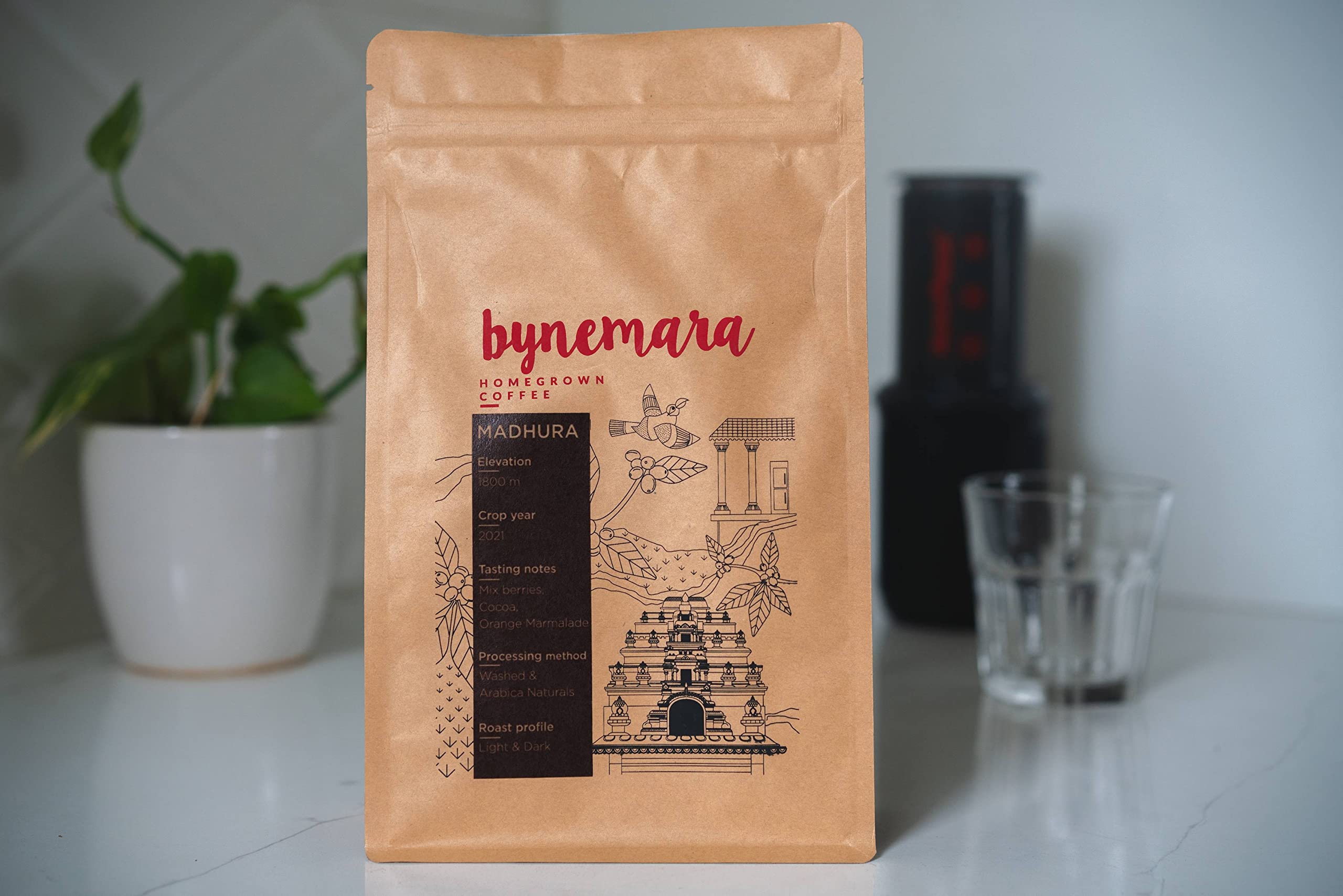 Bynemra Madhura | Single Estate Home Grown Coffee | Light & Dark Roast - Notes of Mix berries, Cocoa and Orange Marmalade | Speciality Blend of Washed & Arabica natural process | 250 Grams-image-48