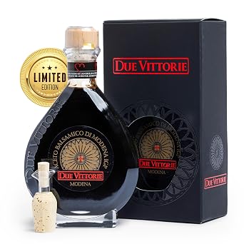 Due Vittorie Limited Edition Oro Gold Balsamic Vinegar Gift Set with Collectors Edition Bottle, Cork Pourer and Gift Box - Oak Barrel Aged Balsamic Vinegar of Modena, Italy