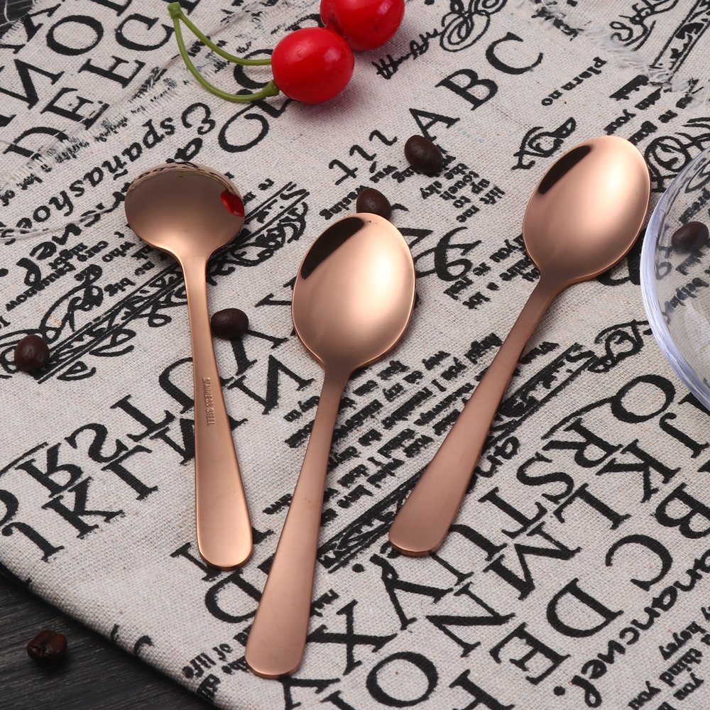 12 Cuillères à Café En Acier Inoxydable 304 - 14 Cm - Colorées | Pour Dessert, Thé, Glace