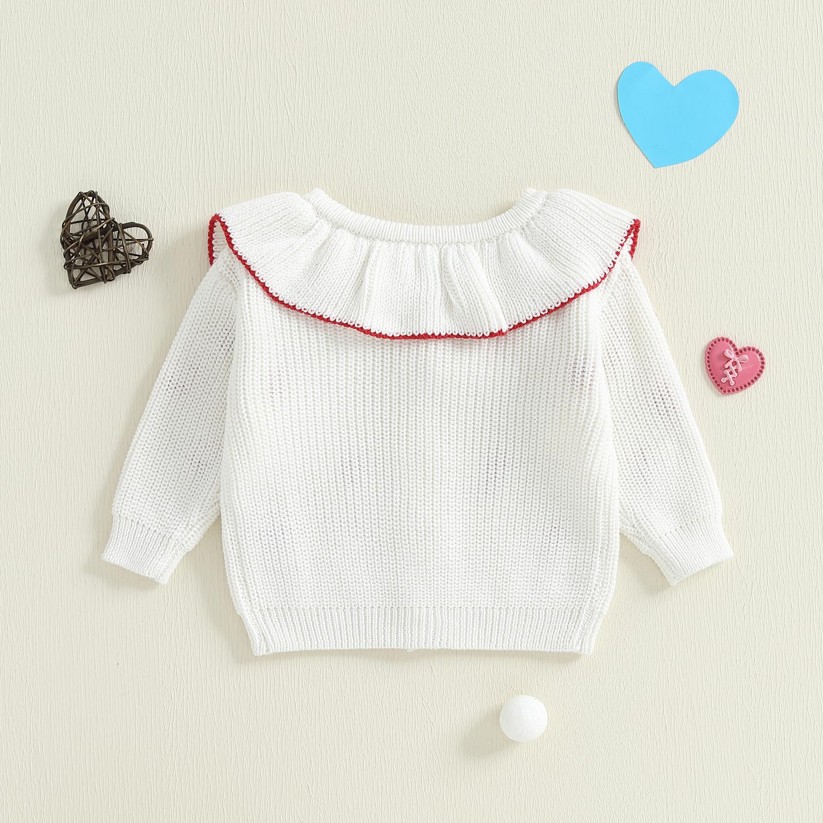 GXNRHG Cardigan Lavorato a Maglia per neonata. Simpatico Ricamo a Cuore, Manica Lunga, Maglione Grosso, Abbottonato. Maglieria per San Valentino