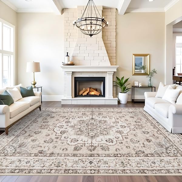 Large Medallion Farmhouse Area Rug