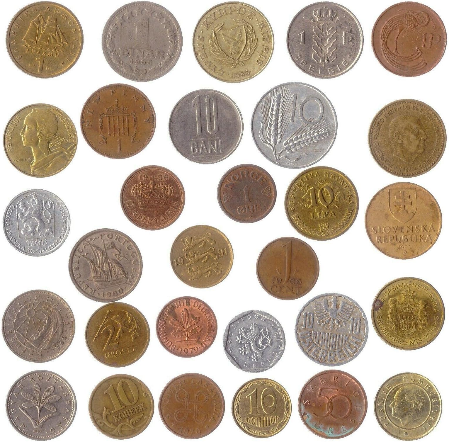 30 Different Coins from Different European Countries