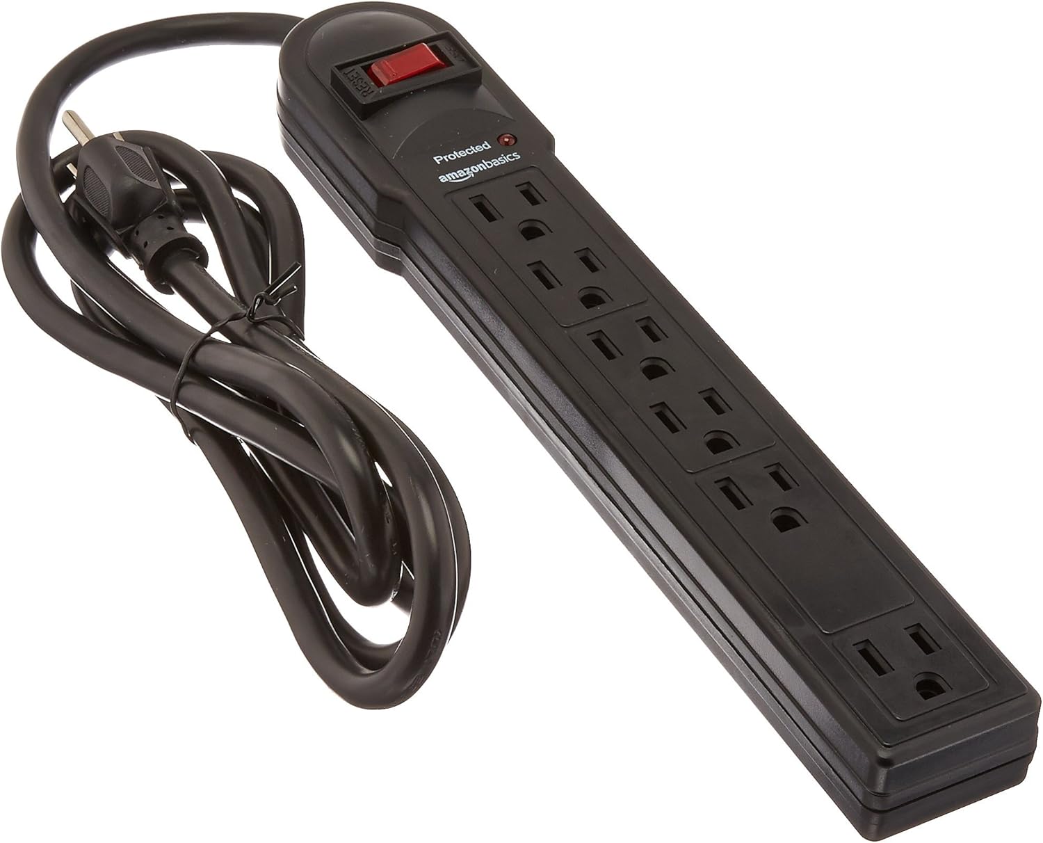 Amazon Basics 6-Outlet Surge Protector Power Strip, 6-Foot Long Cord, 790 Joule - Black & High-Speed HDMI Cable (18 Gbps, 4K/60Hz) - 6 Feet, Black