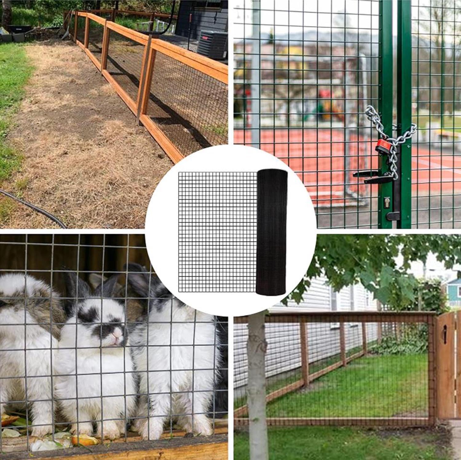 Hardware Cloth for Chicken Wire Fencing-1/4in Mesh AWG 19 Gauge 36in x 50ft Black Vinyl Coated Galvanized Welded Wire Mesh Roll-Poultry Netting, Rabbit Cages, Snake Barrier, Garden Fencing