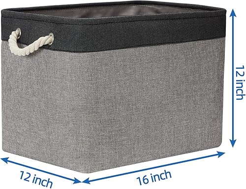 Vista 65 de Temary Canastas de almacenamiento pequeñas de tela para armario, paquete de 6 cajas de almacenamiento decorativas con asas de cuerda para organizar