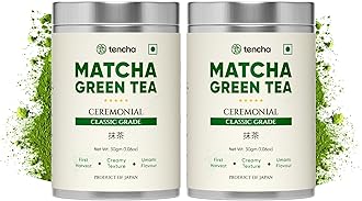 Tencha Ceremonial Matcha With Free Spoon | 60 Servings | Japanese Matcha Green Tea Powder | Sourced From Shizouka, Japan | No Artificial Sweeteners | 30 Gm X 2 Packs, 30 grams