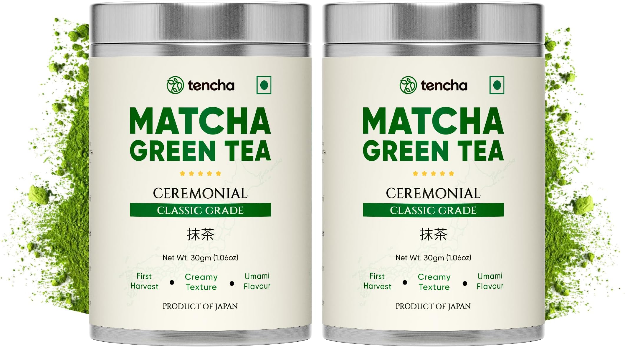 Tencha Ceremonial Matcha With Free Spoon | 60 Servings | Japanese Matcha Green Tea Powder | Sourced From Shizouka, Japan | No Artificial Sweeteners | 30 Gm X 2 Packs, 30 grams