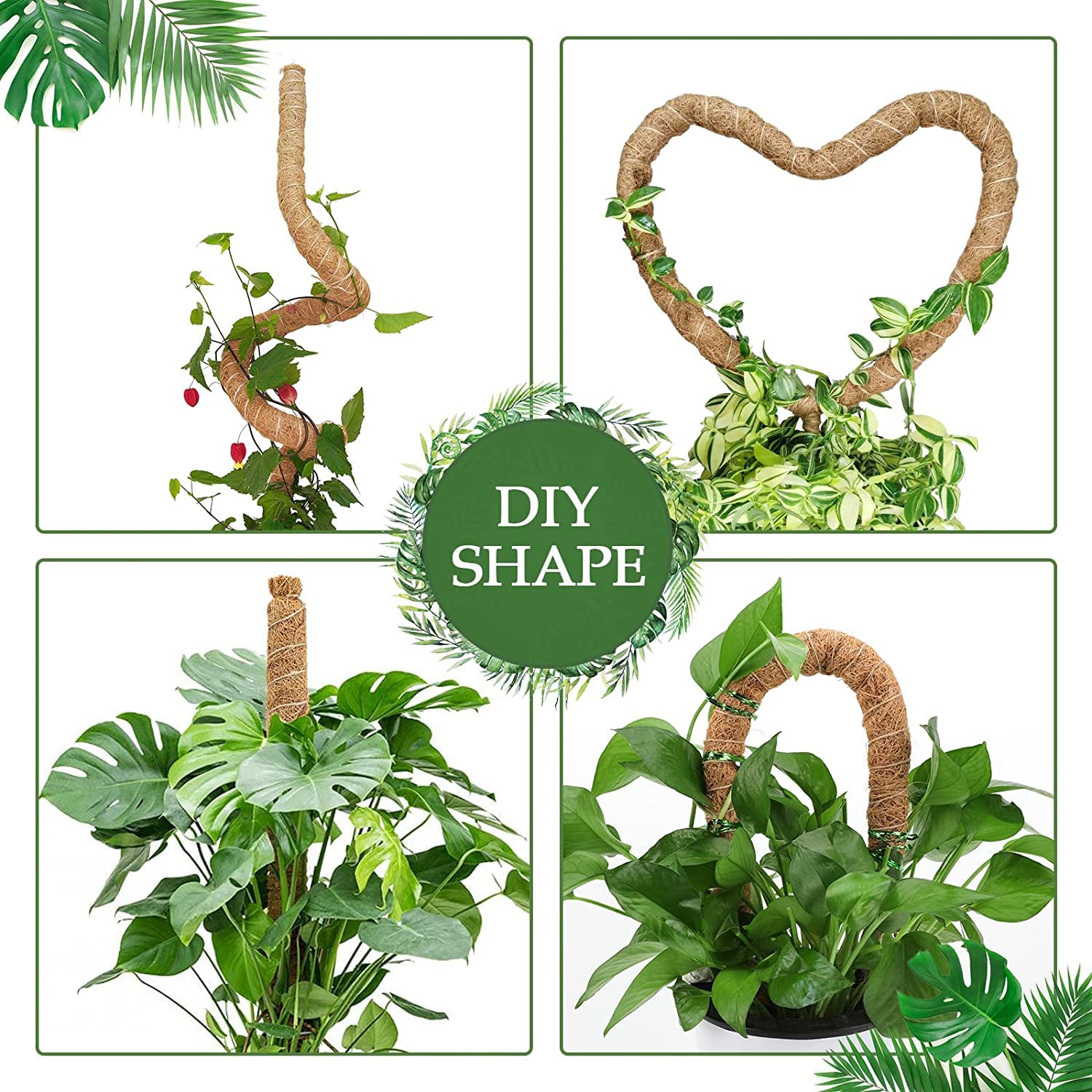 LMAIVE Moss Pole, 2PCS 45'' Bendable Monstera Moss Pole, Green, Coir, Bendable Style, Plant Support for Climbing Plants - Image 2