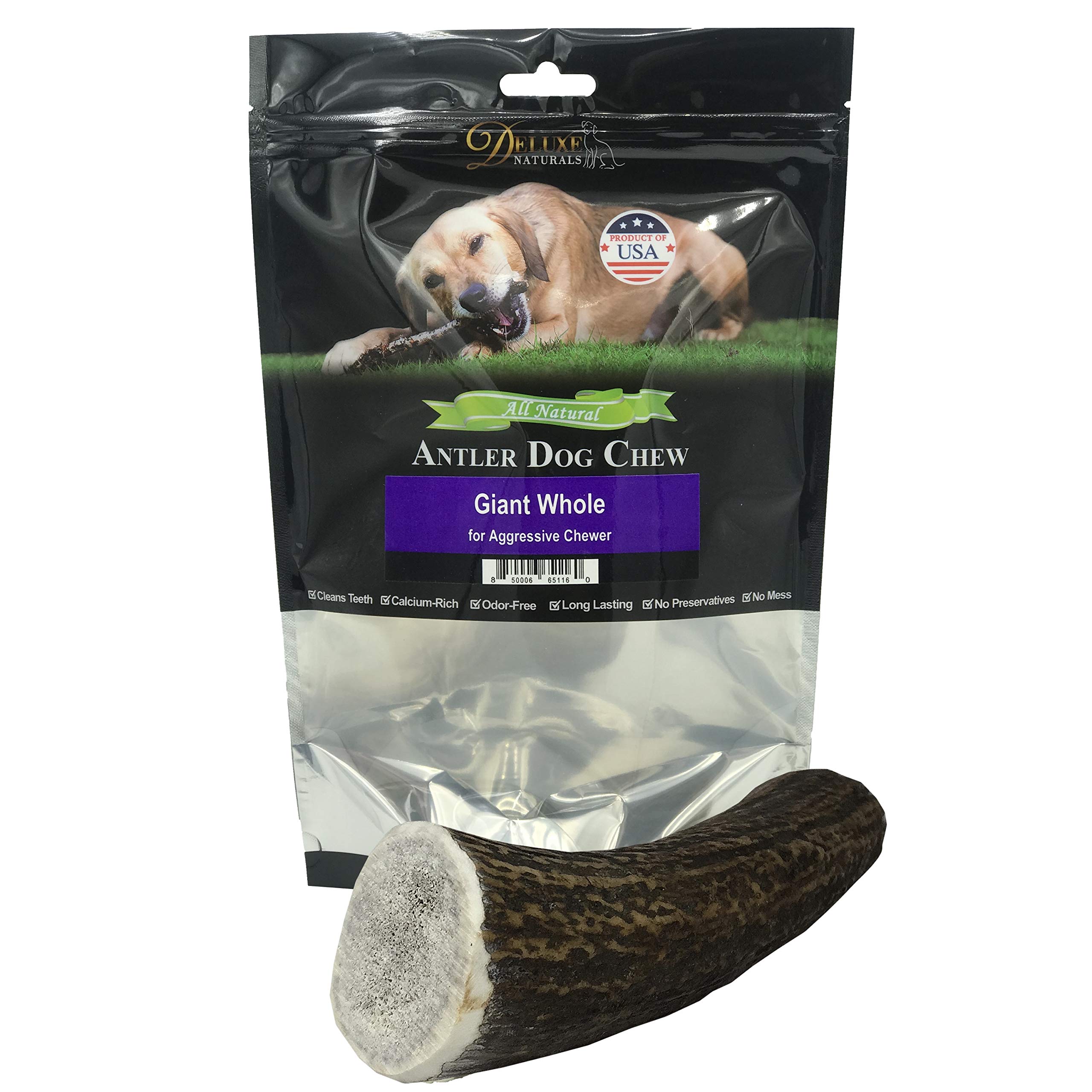 Deluxe Naturals Elk Antler Dog Chew Giant, Single Pack