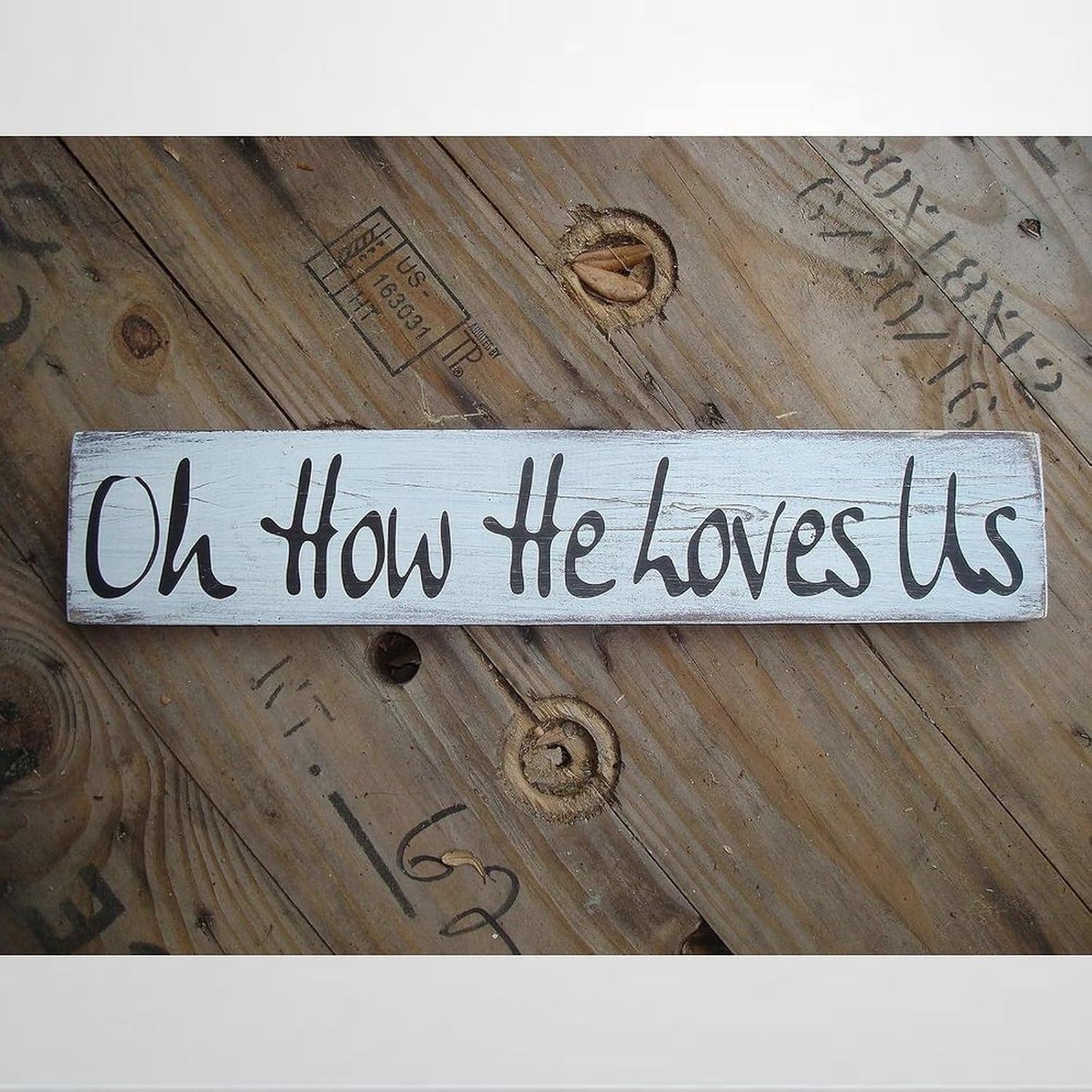 Eletina W60 Rustic Wooden Signs Oh How He Loves Us Sign Wall Art Decor Kitchen Cafe Pub Decor Gift 8X12 Inch