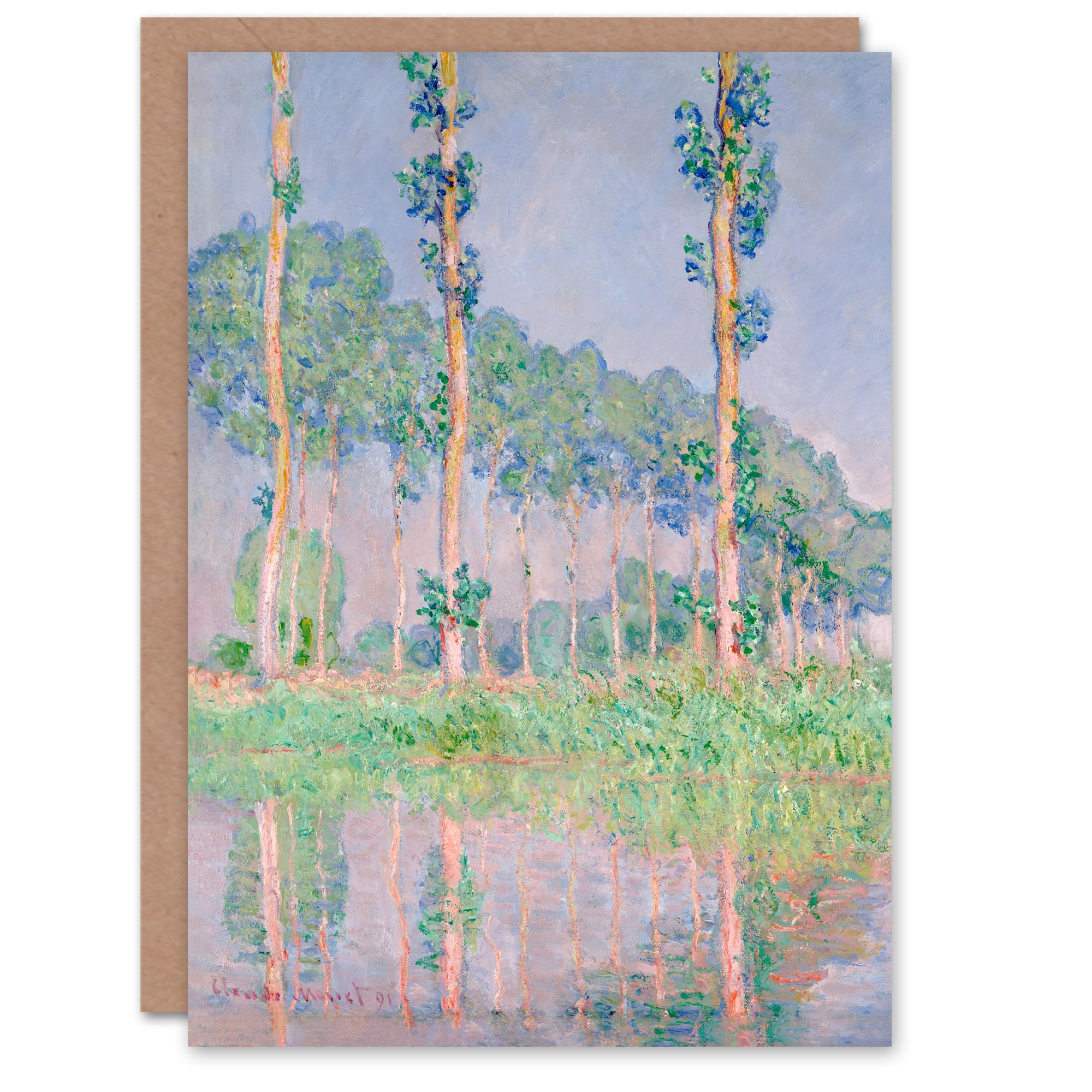 Artery8 Claude Monet Art Card Poplars Pink Effect Landscape