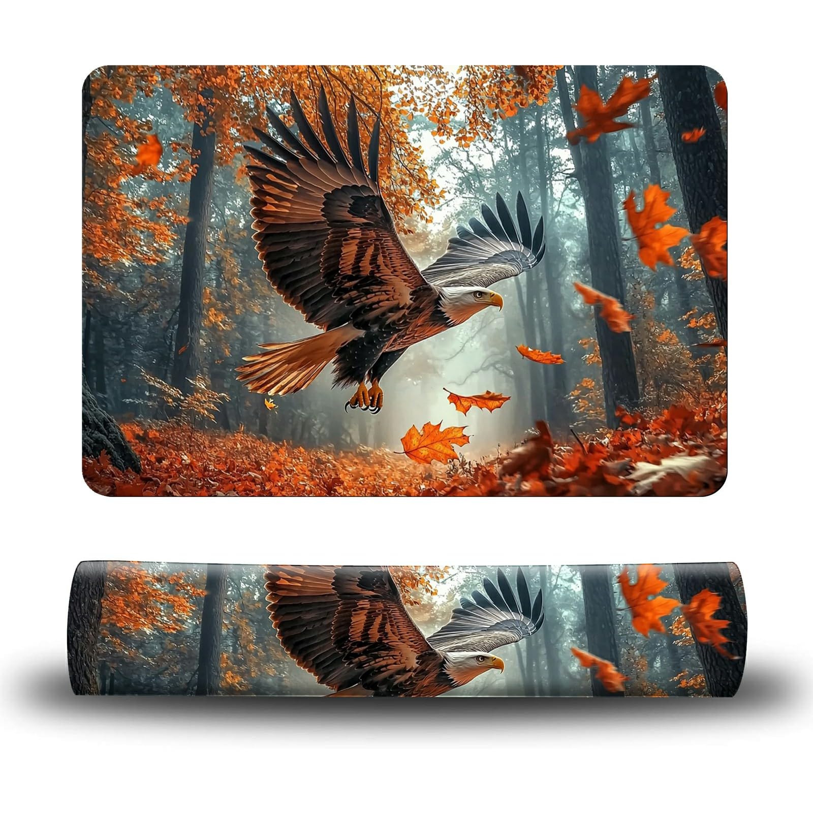 Dikoer Dog Food Mat, 15.7" x 23.6" Absorbent Pet Feeding Mat for Food and Water, Waterproof Diatom Mud Pet Placemat with Non-Slip Rubber Backing, Easy Clean Cat Bowl Mat for Floors - Maple Leaf Eagle